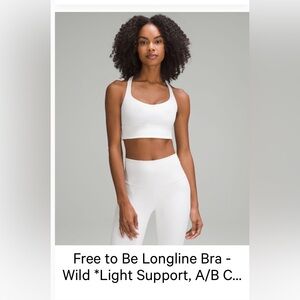 Lululemon Free to be longline bra wild light support size 8 color white